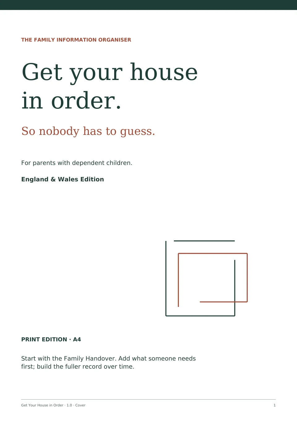 Get Your House in Order, A4 print edition cover.